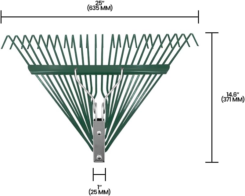 Zenport J2424 Leaf Rake with Deluxe Spring, 24-Tine, Rake Head Only, Green