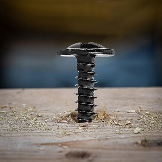 #8 x 1 Inch Wood Screw 250Pcs Alloy Steel Standard Thread Truss Head Fast Self Tapping Black Oxide by SG TZH