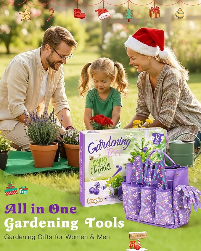 Gardening Gifts for Women, 12PCS Heavy Duty Garden Tools Set with Large Purple Storage Bag and Gardening Gloves Pruning Shears, Unique Birthday Gardening Gifts for Mom Girlfriend Garden Lovers