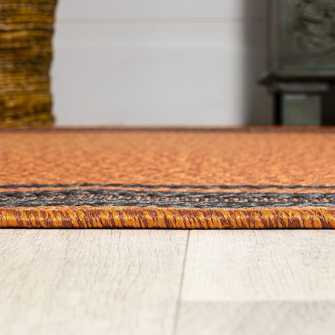 JONATHAN Y Border Stripe Indoor Outdoor Area Rug 3X5 Orange/Dark Gray, James Modern for Backyard, Patio, Porch, Easy-Cleaning, High Traffic, Pet-Friendly, Non-Shedding (SMB201A-3)